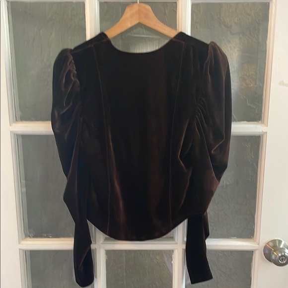 Free People Brown Sweetheart Puff Sleeve Blouse - Picture 3 of 4
